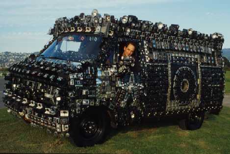 the artist in his van, berkeley, california, 1995